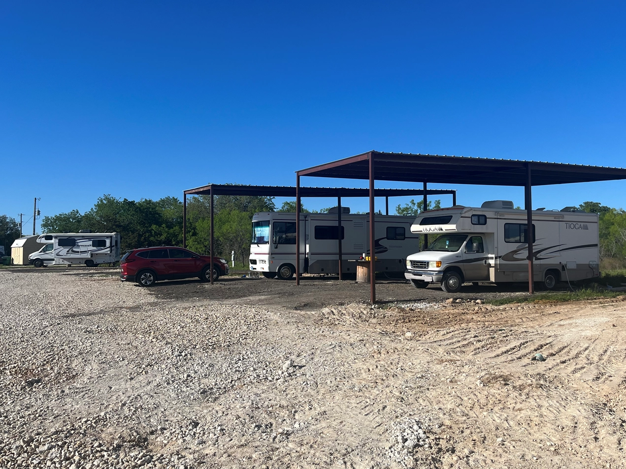 Whitney Finnway RV Park covered spaces under construction.